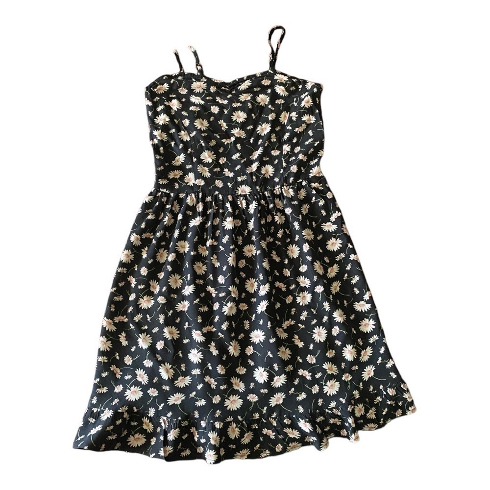 CHILDRENS PLACE-BLACK FLORAL DRESS-SIZE 10/12